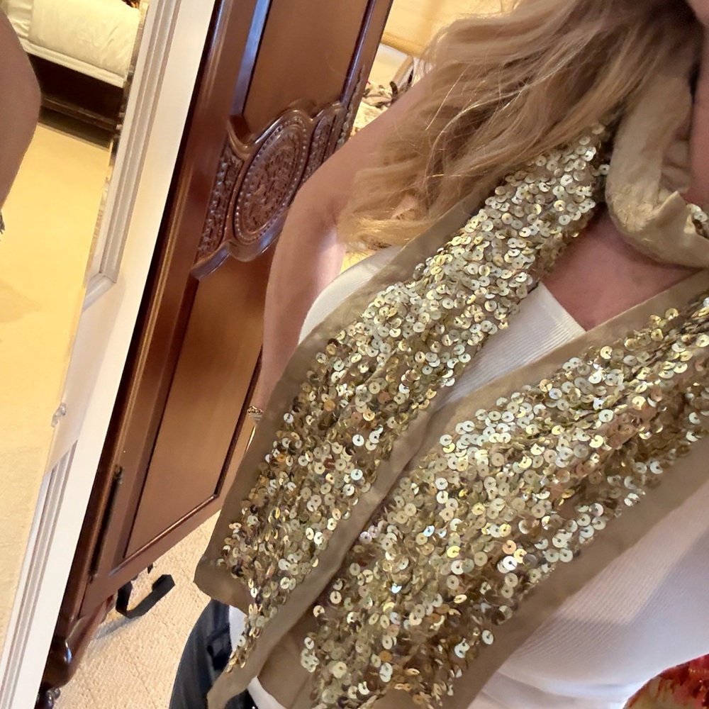 Gold Sequin Scarf by Amet & Ladoue